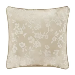Five Queens Court Baltimore Ivory 18" Square Decorative Throw Pillow