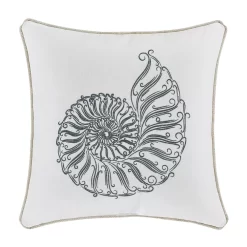 Five Queens Court William Egg Shell Throw Pillow