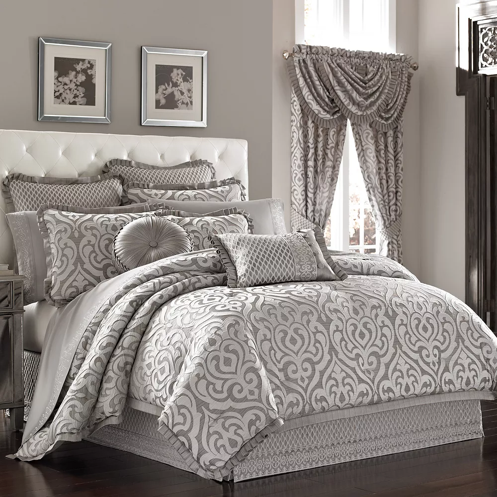 Five Queens Court Lafayette Silver Comforter Set With Shams