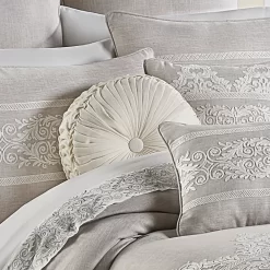 Five Queens Court Maryanne White Tufted Round Decorative Throw Pillow -Five Queens Court Shop 4790271 ALT