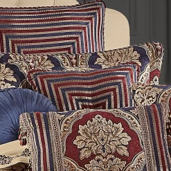 Five Queens Court Middleton Red 18" Square Embellished Decorative Throw Pillow -Five Queens Court Shop 4790289 ALT