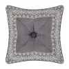 Five Queens Court Houston Charcoal 18" Square Embellished Decorative Throw Pillow -Five Queens Court Shop 4790296