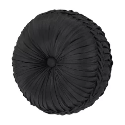 Five Queens Court Silverstone Black Tufted Round Decorative Throw Pillow