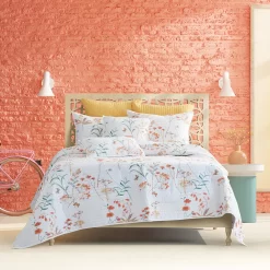 Five Queens Court Bonnie Coral 18" Square Quilted Decorative Throw Pillow -Five Queens Court Shop 5642851 ALT3