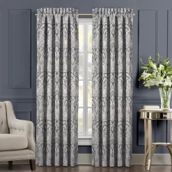 Five Queens Court Alexa Powder Blue 84" Set Of 2 Window Curtain Panels