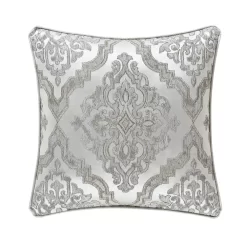 Five Queens Court Tammy Silver 20" Square Decorative Throw Pillow