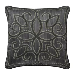 Five Queens Court Darwin Charcoal 18" Square Decorative Throw Pillow