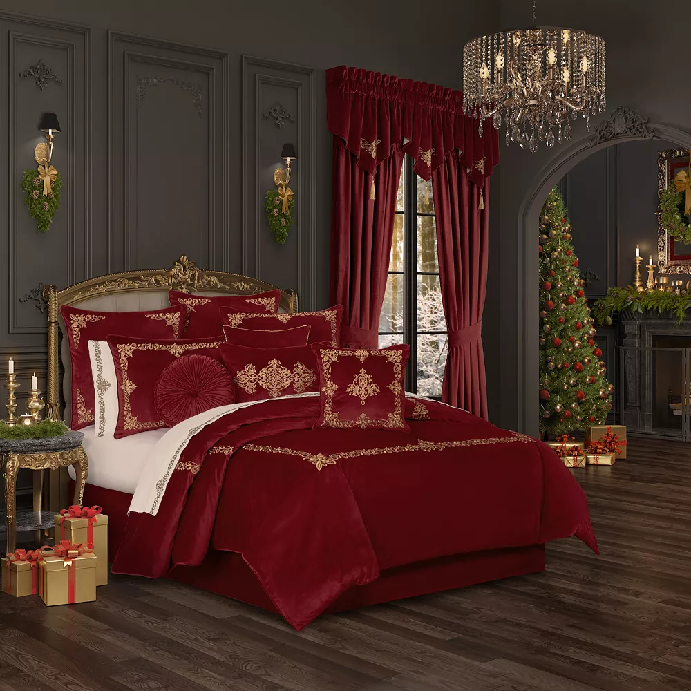 Five Queens Court Nicholas Crimson 3-piece Duvet Cover Set