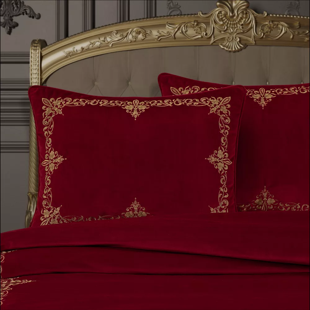 Five Queens Court Nicholas Crimson 3-piece Duvet Cover Set 4 Five Queens Court Nicholas Crimson 3-piece Duvet Cover Set - Image 2