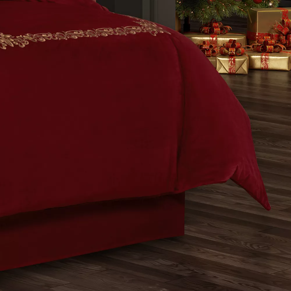 Five Queens Court Nicholas Crimson Bedskirt 4 Five Queens Court Nicholas Crimson Bedskirt - Image 2