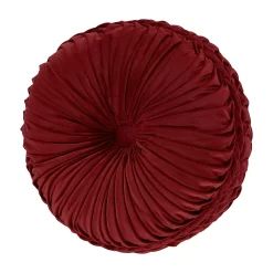 Five Queens Court Nicholas Crimson Tufted Round Decorative Throw Pillow