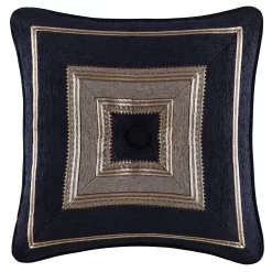 Five Queens Court Brooke Black 18" Square Decorative Throw Pillow